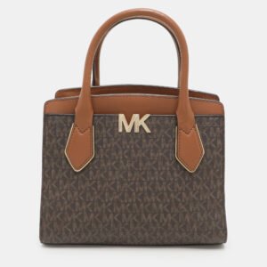 michael kors brown coated canvas and leather medium mott tote