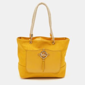 Michael Kors Mustard Canvas and Leather Amy Tote