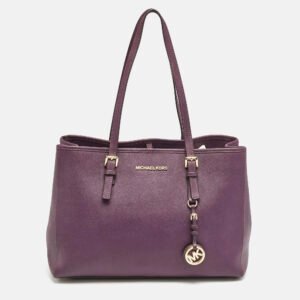 Michael Kors Purple Leather Medium Jet Set Tote