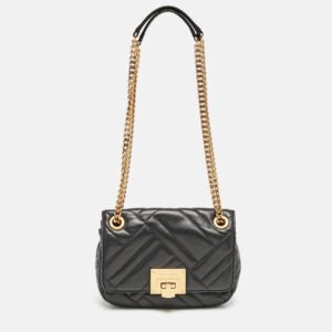 Michael Kors Black Quilted Leather Small Vivianne Flap Shoulder Bag
