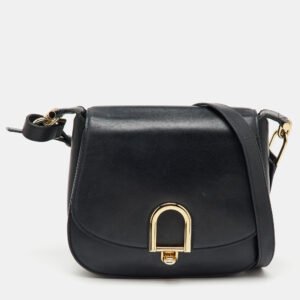 luxury-women-michael-kors-used-handbags-p1149796-004 Michael Kors Black Leather Large Delfina Flap Saddle Bag