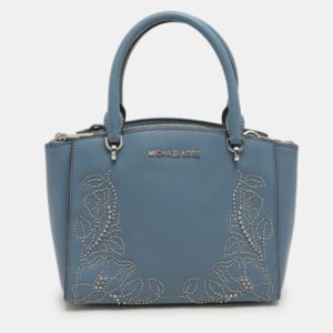 Michael Kors Blue Leather Studded Ellis Satchel