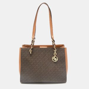 Michael Kors Brown Signature Coated Canvas and Leather Large Sofia Tote
