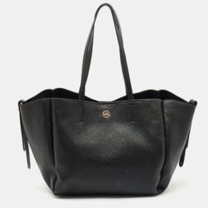 michael kors black leather open tote