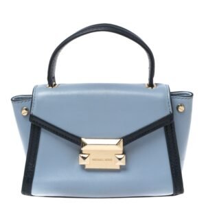 Michael Kors Two Tone Blue Leather Mini Whitney Top Handle Bag