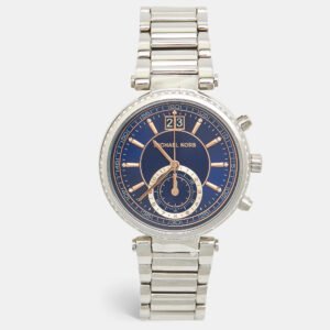Michael Kors Blue Stainless Steel Sawyer MK6224 Women's Wristwatch 39 mm