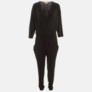 MICHAEL Michael Kors Black Jersey Studded Jumpsuit XL