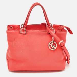 MICHAEL Michael Kors Red Soft Leather Anabelle Mid Zip Tote