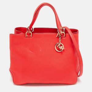 MICHAEL Michael Kors Red Soft Leather Anabelle Zip Tote