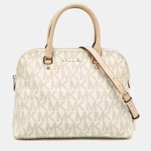 MICHAEL Michael Kors White Signature Coated Canvas Large Cindy Dome Bag