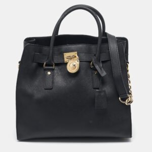 MICHAEL Michael Kors Black Leather Large North South Hamilton Tote