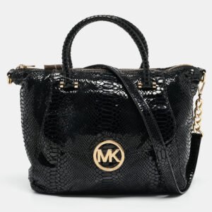 MICHAEL Michael Kors Black  Python Embossed Fulton Satchel