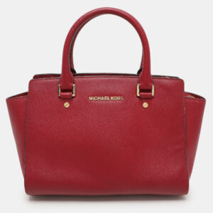 MICHAEL Michael Kors Red Blue Leather Medium Selma Satchel