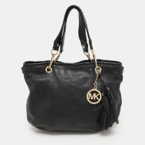 Gucci Black Leather Dollar Interlocking G Medium Crossbody Bag