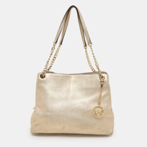 michael michael kors gold leather jet set chain tote