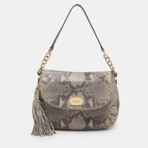 luxury-women-michael-michael-kors-used-handbags-p1136077-001.jpg michael michael kors grey python embossed leather shoulder bag