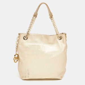 MICHAEL Michael Kors Gold Leather Jet Set Charm Chain Tote