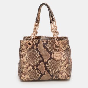 MICHAEL Michael Kors Brown Python Embossed Leather Small Cynthia Satchel