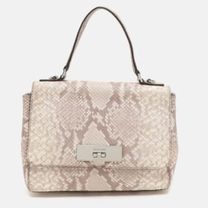MICHAEL Michael Kors Grey/White Python Embossed Leather Callie Top Handle Bag