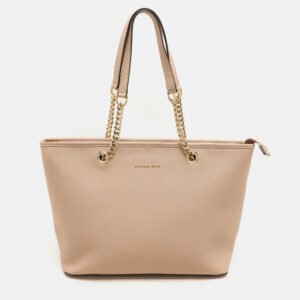 MICHAEL Michael Kors Beige Leather Medium Jet Set Travel Tote