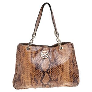 MICHAEL Michael Kors Brown Python Embossed Leather Tote