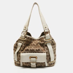 MICHAEL Michael Kors Beige/Off White Signature Canvas Front Pocket Tote