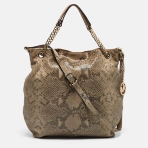 luxury-women-michael-michael-kors-used-handbags-p973841-018 MICHAEL Michael Kors Grey Snakeskin Embossed Leather Cynthia Shoulder Bag