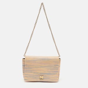 missoni multicolor fabric stripe chain flap shoulder bag