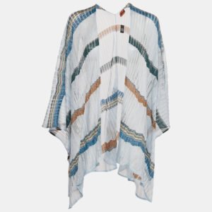 M Missoni Blue Lurex Knit Open Front Cardigan One Size