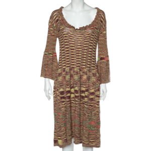 luxury-women-missoni-used-clothes-p596014-006-2 Missoni Multicolor Patterned Wool Knit Midi Dress L