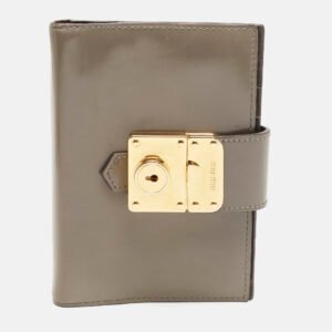 Miu Miu Grey Brushed Leather Agenda Cover