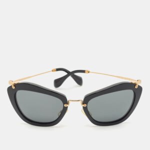 Miu Miu Black/Gold SMU 10N Cat Eye Sunglasses
