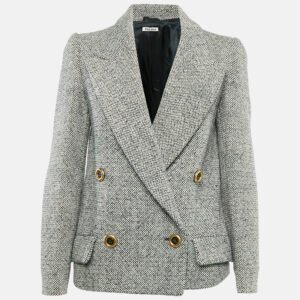 Miu Miu Black Wool Tweed Double Breasted Jacket S
