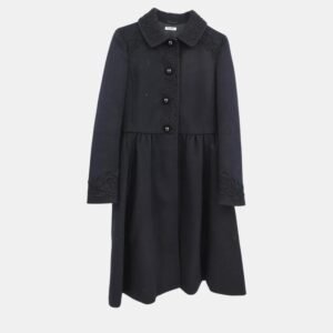 Miu Miu Black Wool Coat Woman Size 36