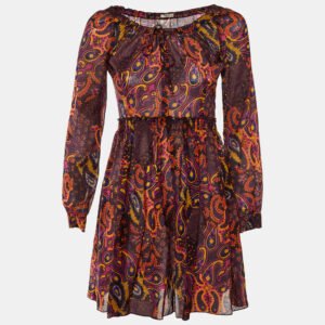 Miu Miu Multicolor Printed Wool Crepe Mini Dress M