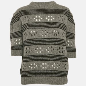 luxury-women-miu-miu-used-clothes-p1149166-001 Miu Miu Grey Cut-Out Rib Knit Sweater S