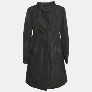 Miu Miu Black Synthetic Balmacaan Coat M
