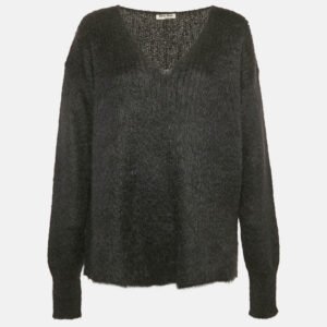 luxury-women-miu-miu-used-clothes-p1154615-001 Miu Miu Black Mohair Wool V-Neck Sweater S