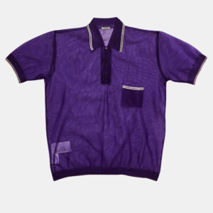 Miu Miu Purple Mesh Sheer Polo T-Shirt L