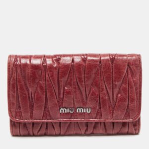 Miu Miu Burgundy Matelass&eacute; Leather Flap Trifold Wallet