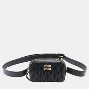 Miu Miu Black Matelasse Leather Waist Bag