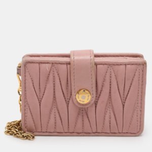 Miu Miu Blush Pink Matelasse Leather Card Holder