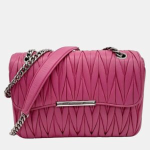 Miu Miu Pink Leather Matrasse Chain Shoulder Bag