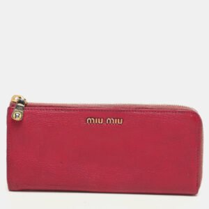 miu miu pink leather zip around wallet