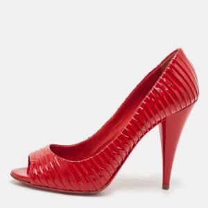 luxury-women-miu-miu-used-shoes-p1144513-003.jpg miu miu red patent leather pleated peep toe pumps size 37.5