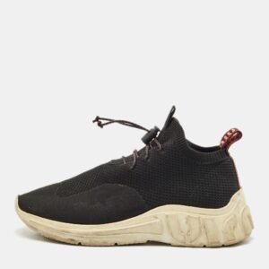 Miu Miu Black Knit Fabric Low Top Sneakers Size 39