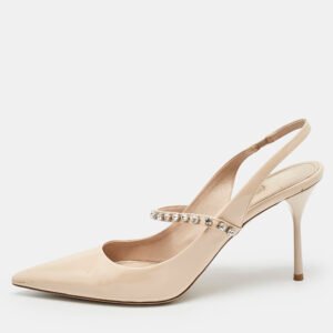 luxury-women-miu-miu-used-shoes-p1161783-001-1 Dior Beige Patent Leather Baby-D Mary Jane Pumps Size 37