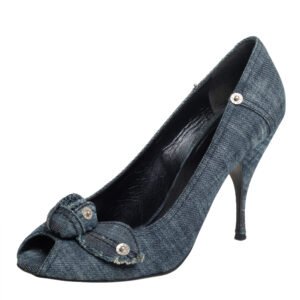 Miu Miu Blue Denim Peep-toe Pumps Size 41