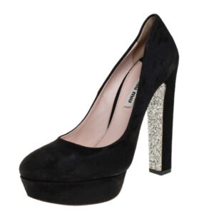 luxury-women-miu-miu-used-shoes-p457694-007 Miu Miu Black Suede Platform Pumps Size 38.5