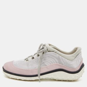 Miu Miu Pink/Grey Satin and Fabric Low Top Sneakers Size 36